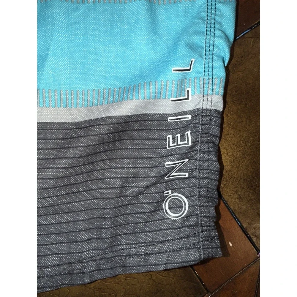 O'neill Board Shorts Mens 31x11 Multicolor Striped Quick Dry Drawstring Tie Surf